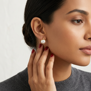 Classic Dome Pearl Stud Earrings