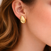 Sleek Gold Teardrop Studs