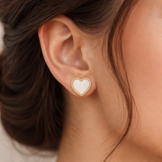 Ivory Opal Heart Stud Earrings