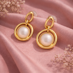 Golden Embrace Pearl Earrings