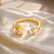 Floral Bloom Gold Cuff Ring