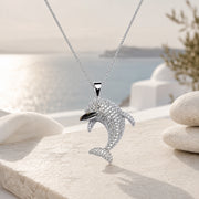 Dolphin Studded Pendant Chain