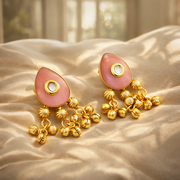 blush Petal ghungroo drop earrings