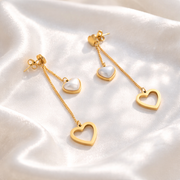 Twin Heart Drop Chain with pendant Earrings