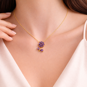 Amethyst Blossom Charm with Chain with pendant
