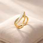 White Enamel Twist Gold Ring