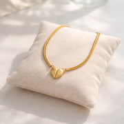IRA Twin Hearts Gold Chain with pendant for Women | 18K Gold Plated Stainless Steel Waterproof Anti-Tarnish | Hypoallergenic Minimal Everyday Wear Jewellery