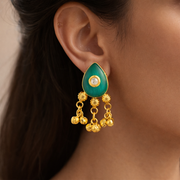 emerald ghungroo drop earrings