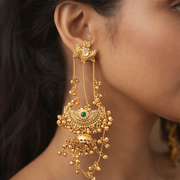 gold-plated traditional Kashmiri jhumka earrings