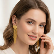 Golden Heart Tassel Earrings