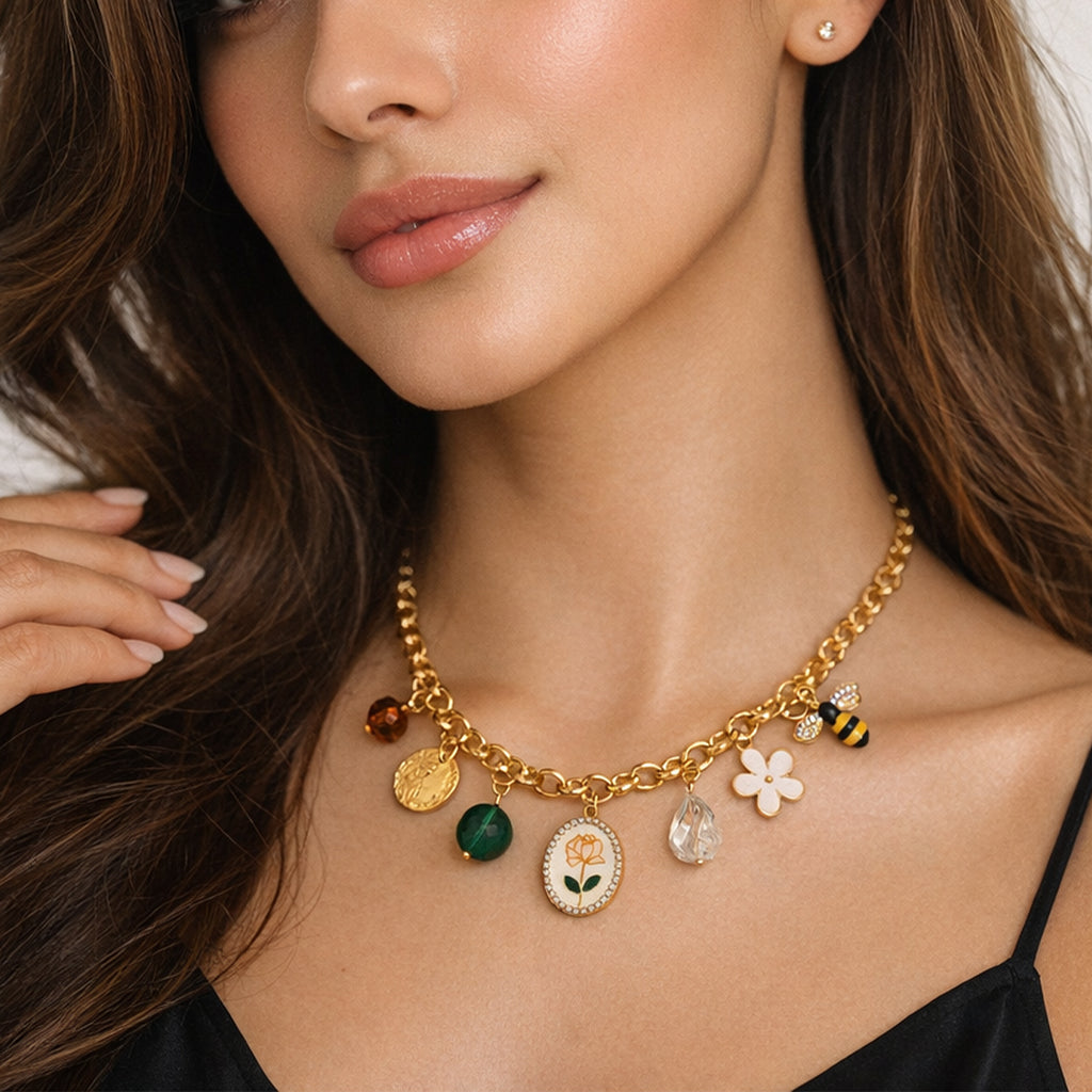 Floral & Bee Vintage Charm Necklaces