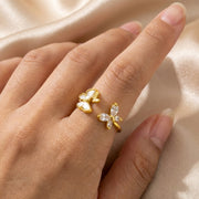 Floral Bloom Gold Cuff Ring
