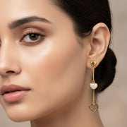 Twin Heart Drop Chain with pendant Earrings