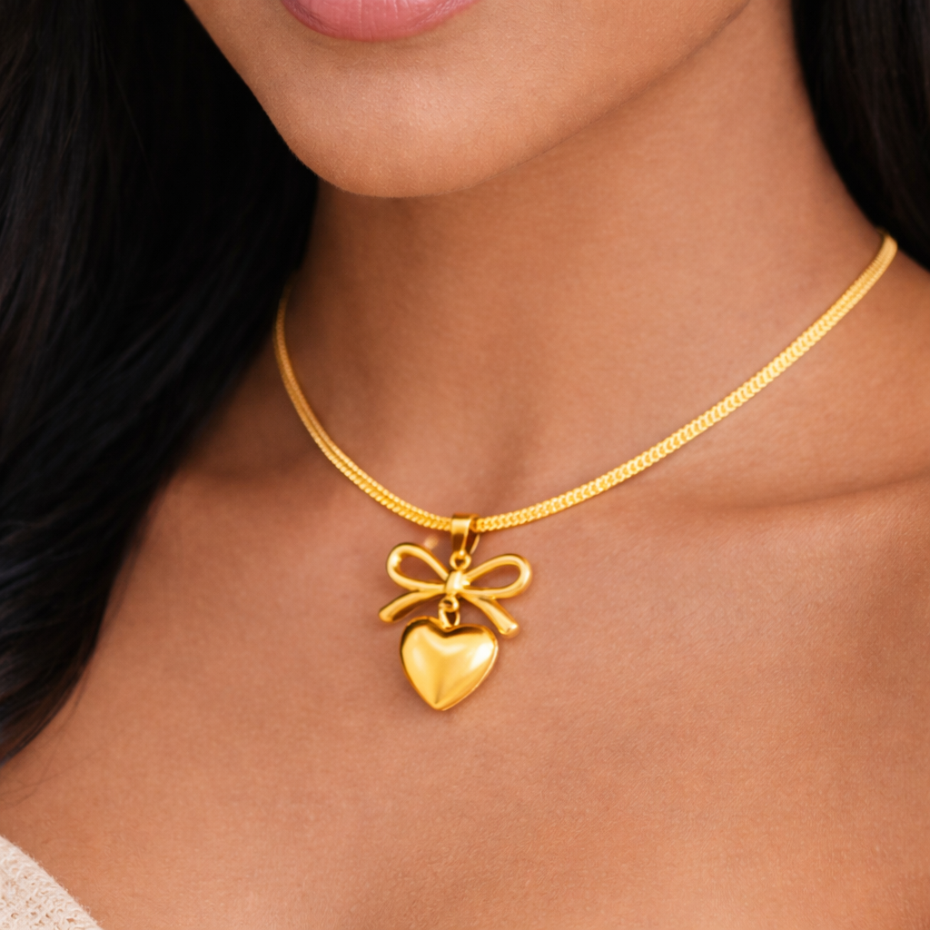 Ribbon Heart Charm Pendant