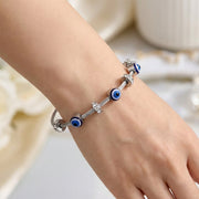 Evil Eye silver Charm Cable Bracelet