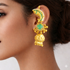 Emerald Elysian Peacock kashmiri ear-cuff earring