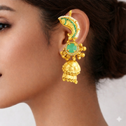 Emerald Elysian Peacock kashmiri ear-cuff earring