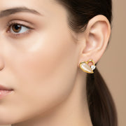 Golden Half Ivory Heart Studs