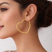 Golden Heart Hoops Earrings