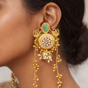 Peacock Polki Jhumka kashmiri Earrings