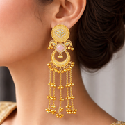 Chandbali Pink Stone kashmiri Jhumka Earrings