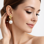 Golden Blossom Pearl Drop Earrings