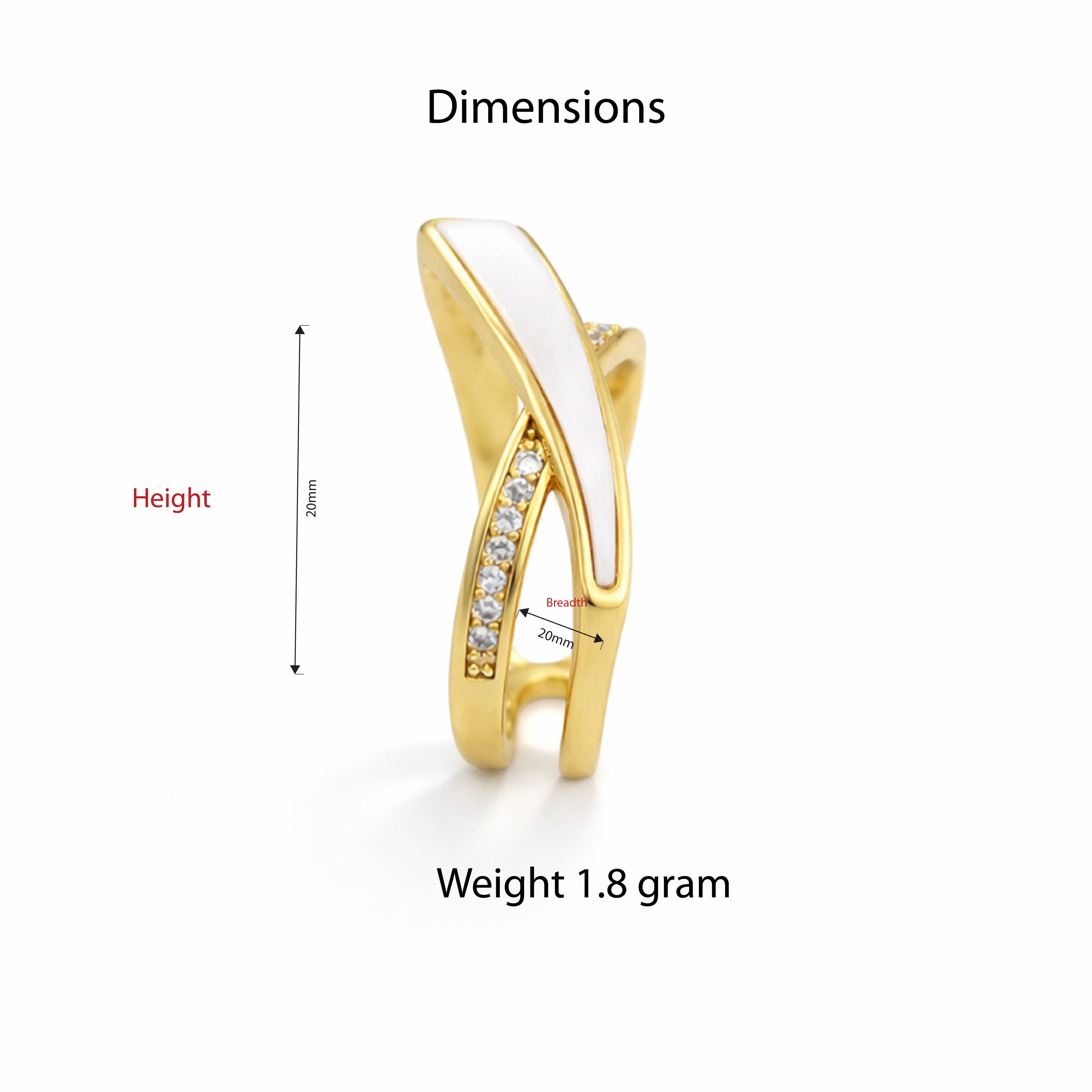 White Enamel Twist Gold Ring