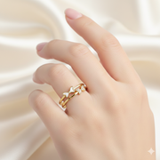 Golden Butterfly with Heart Adjustable Ring