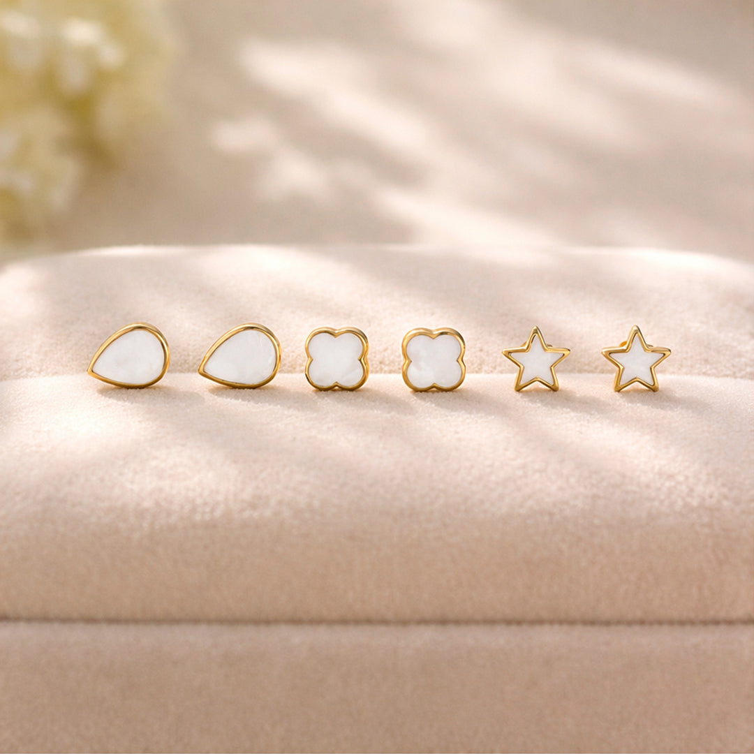 enamel Stud Earrings Set