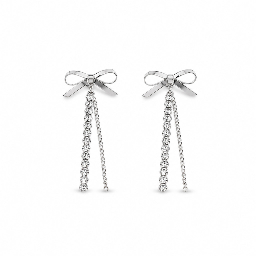 Bow Tassel Drop Studs