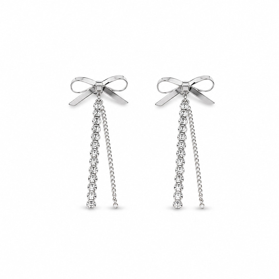 Bow Tassel Drop Studs