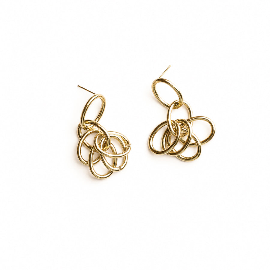 Golden Cluster Loop Earrings
