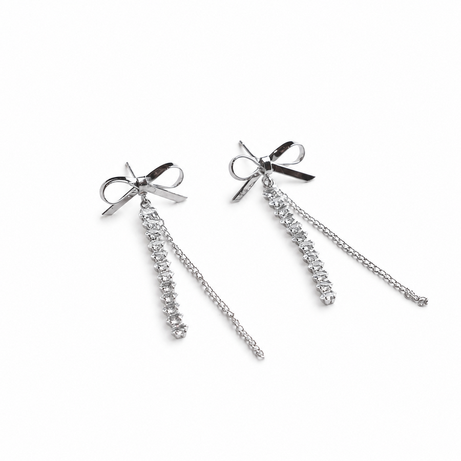 Bow Tassel Drop Studs