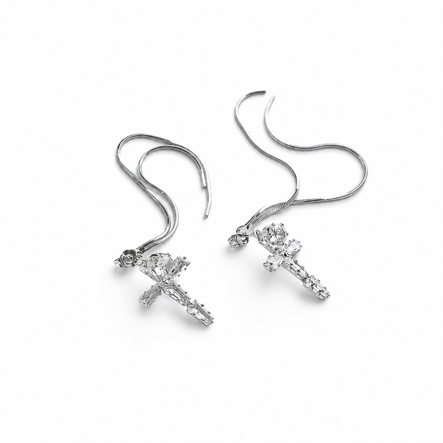 Cross Tassel Earrings