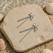 Bow Tassel Drop Studs