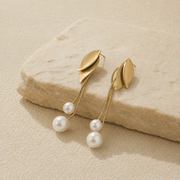 Pearl Drop Leaf Earring
