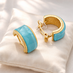 Aqua Curve Enamel Stud Earrings