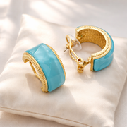 Aqua Curve Enamel Stud Earrings