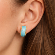 Aqua Curve Enamel Stud Earrings