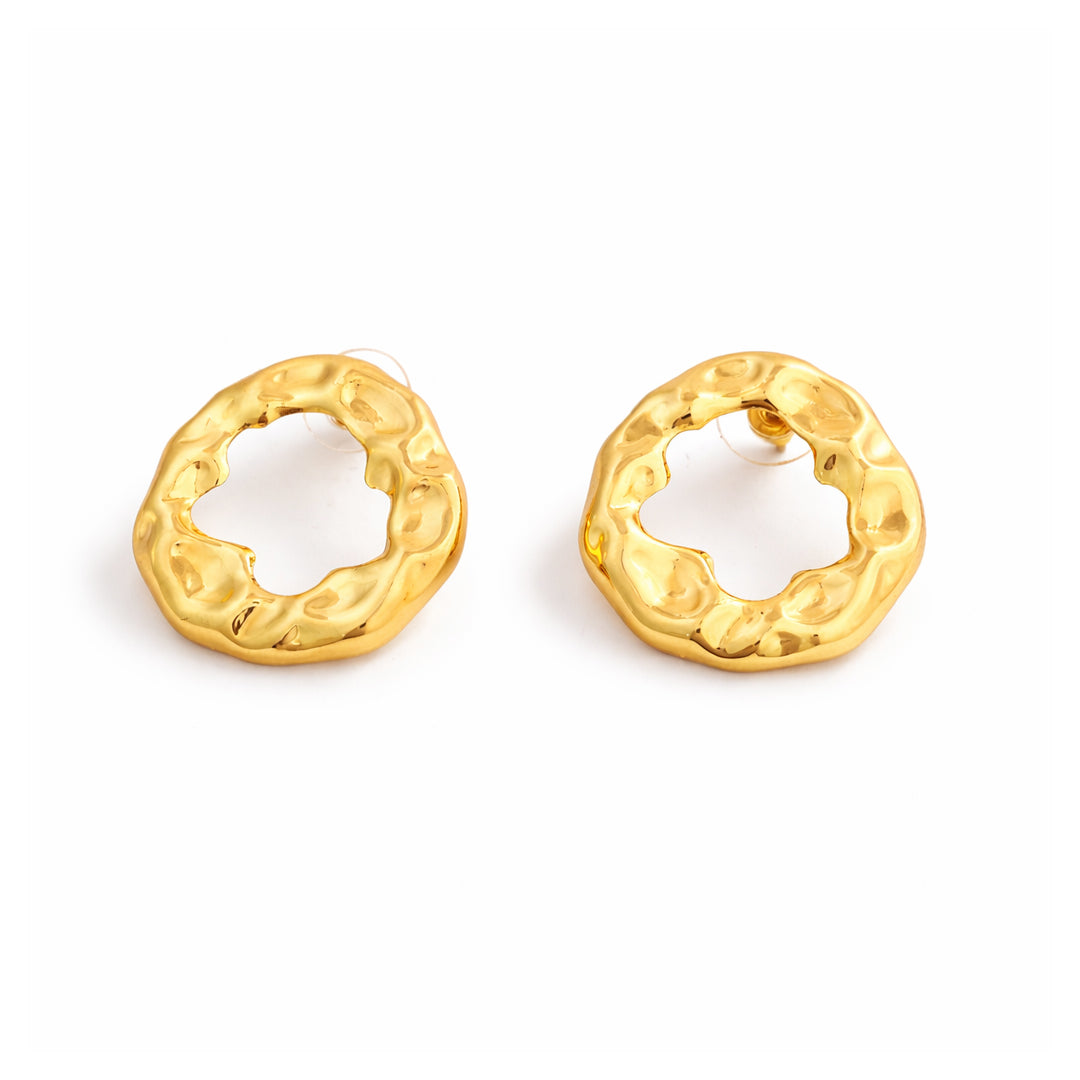 Sculpted Gold Texture Hoop Earrings