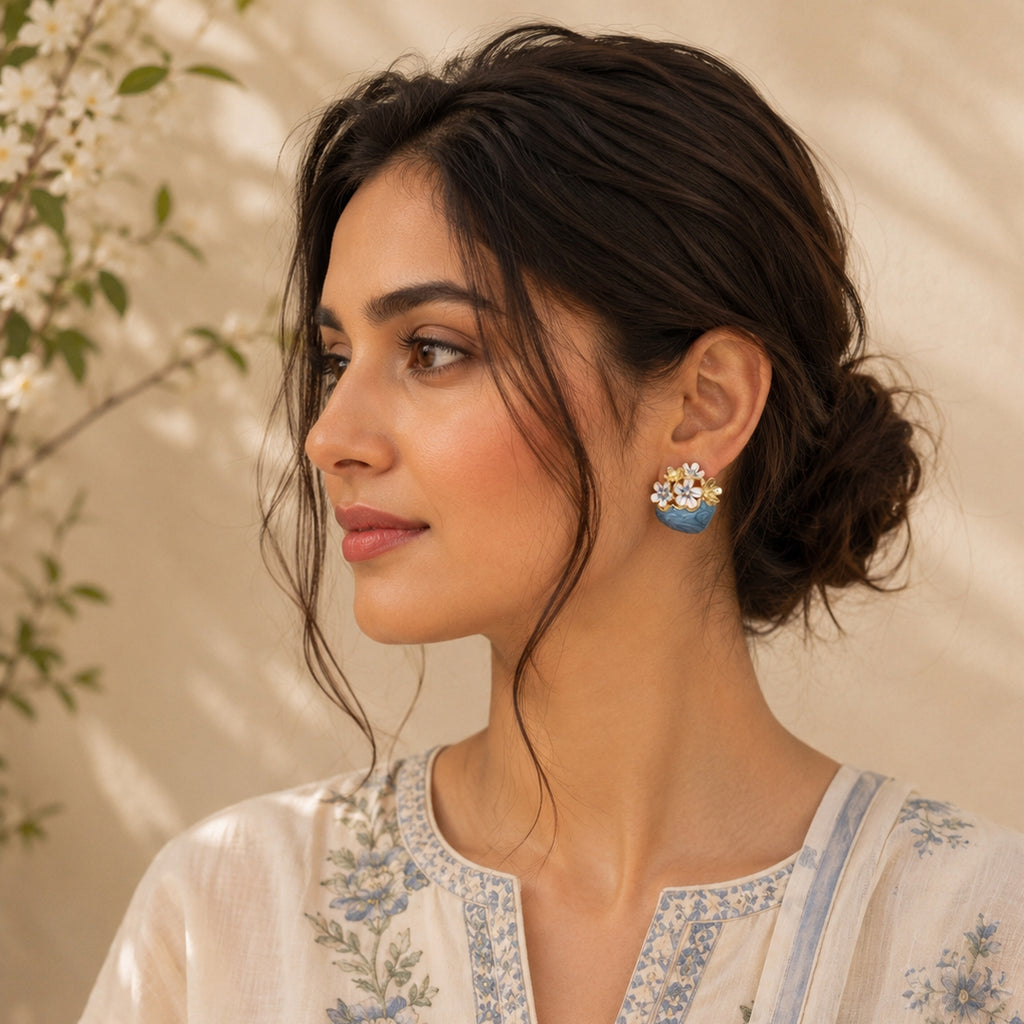 enamel floral earring