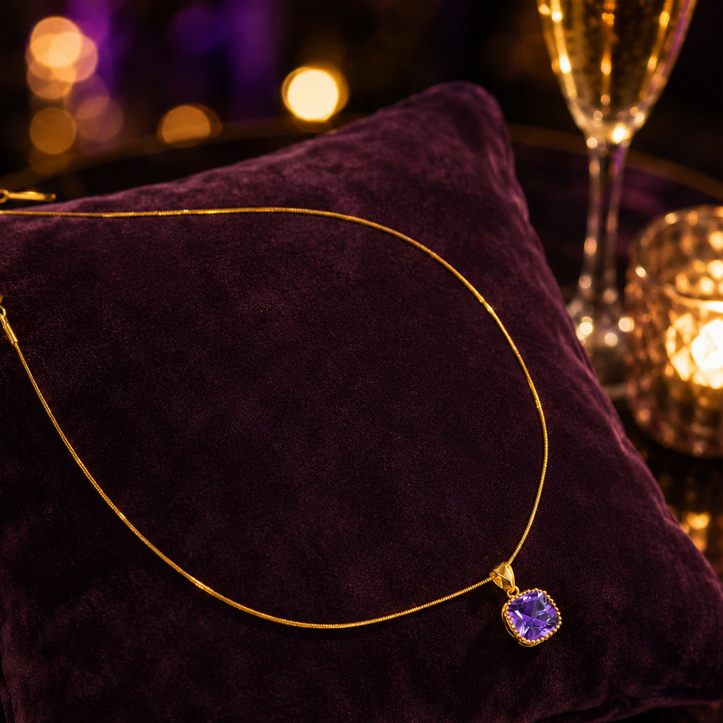 Royal Violet Cushion Chain with pendant