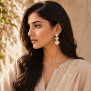 Ivory Glow Geometric Drop Earrings
