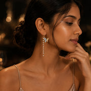 Minimal Pearl Bar Drop Earrings