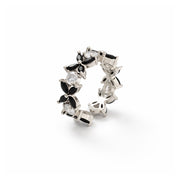 Oxidised Silver Teardrop Black Stone Adjustable Ring