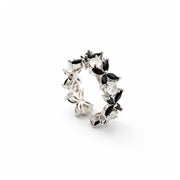 Oxidised Silver Teardrop Black Stone Adjustable Ring
