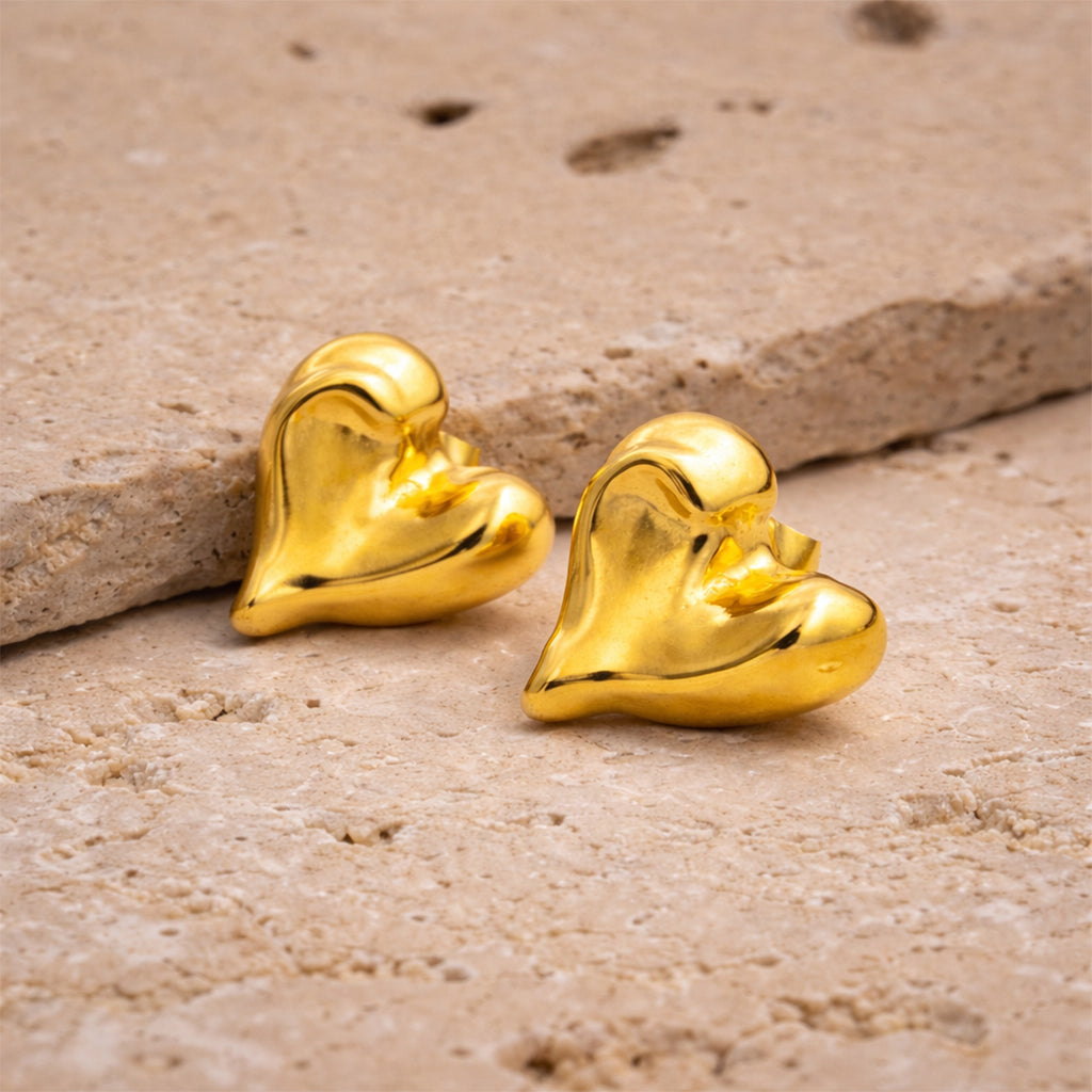 Textured Love Heart Studs