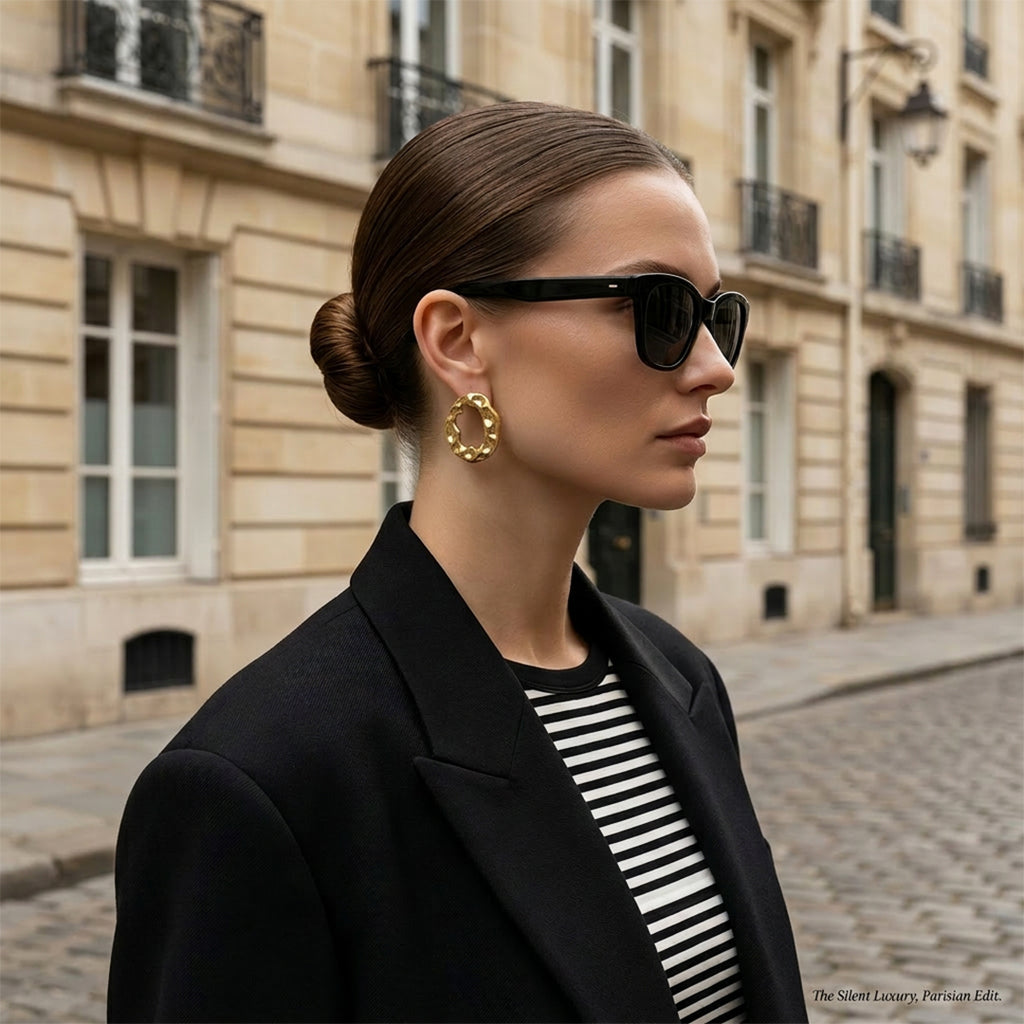 Sculpted Gold Texture Hoop Earrings