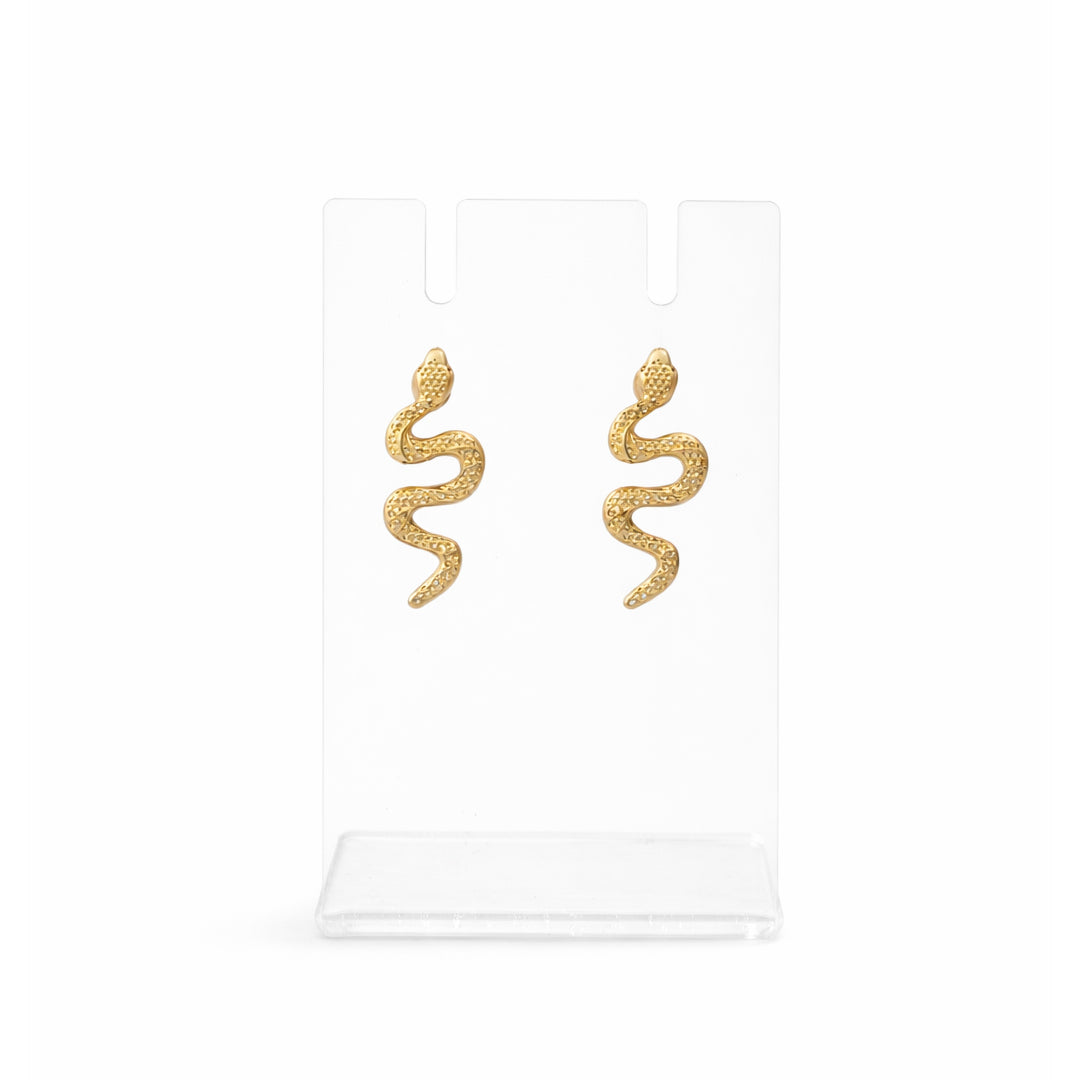 Coiled Serpent Gold Stud Earrings