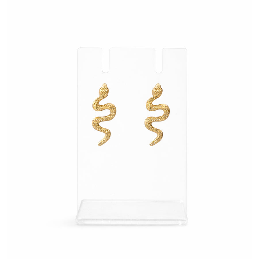Coiled Serpent Gold Stud Earrings